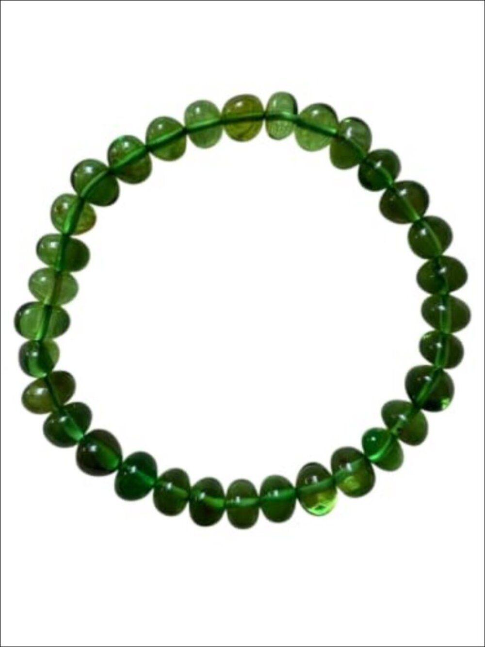 Natural Caribbean Green Amber Stretch Bracelet Adult 7.9 inch Elastic